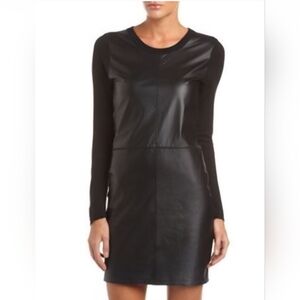 Black Leather Long Sleeve Dress